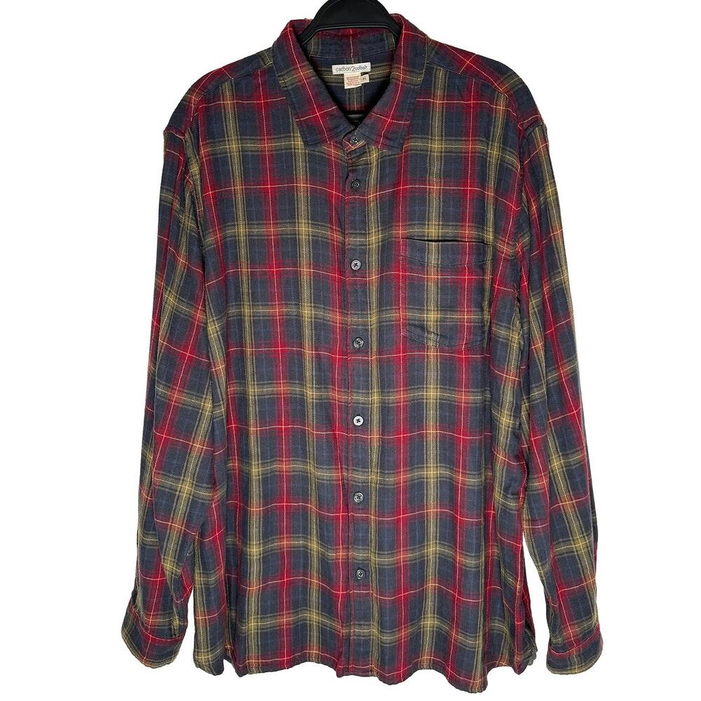 Carbon2Cobalt Men's Button Up Flannel Shirt Upper Echelon Long Sleeve Plaid XL‎